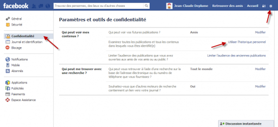 Historique personnel Facebook Graph Search