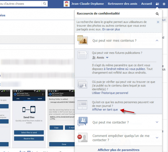 Affichier en tant que Facebook Graph Search