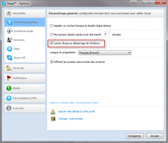 Lancer Skype au démarrage