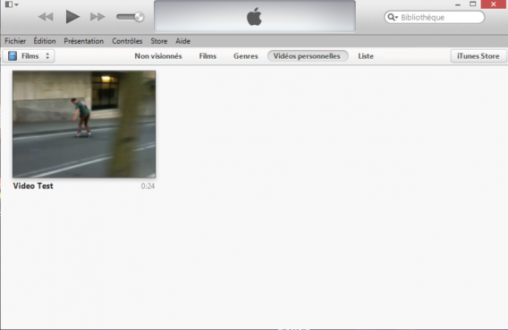 Vidéos personnelles iTunes