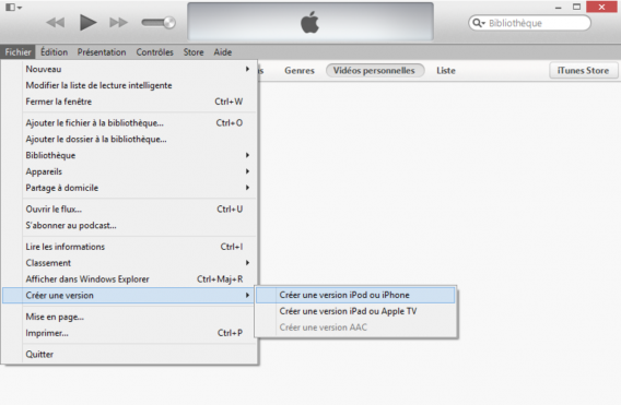 Convertir vidéo iTunes