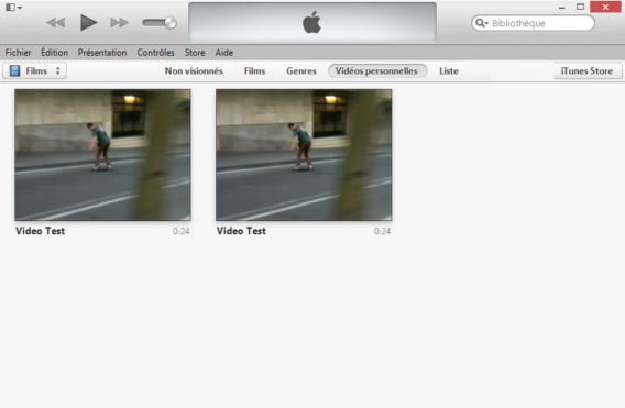 2 vidéos au format différent iTunes