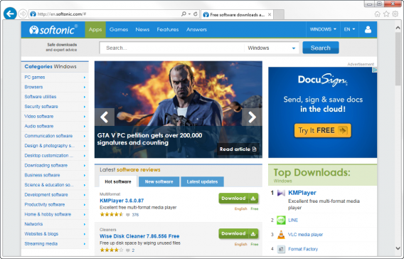 Internet Explorer 11 pour Windows 7 - un aspect minimaliste