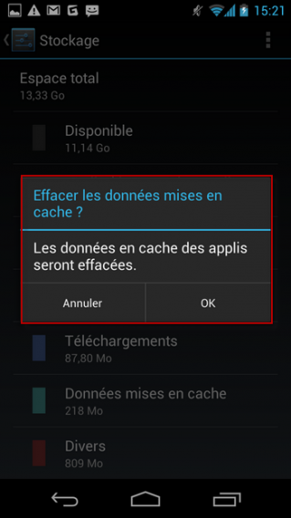 Android - Effacement des données du cache