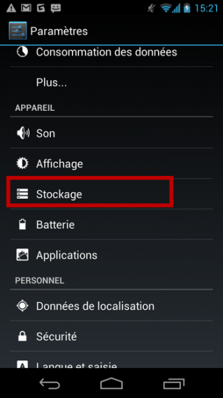 Android - menu Paramètres