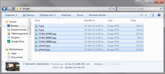 Toutes les photos sélectionnées
