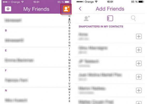 Contacts Snapchat