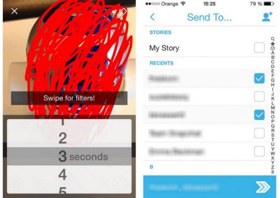 Minuterie et envoi Snapchat