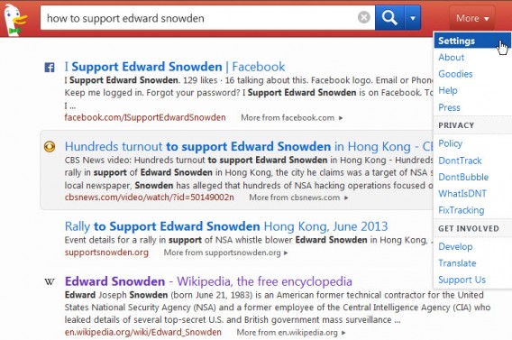 DuckDuckGo résultat de recherche