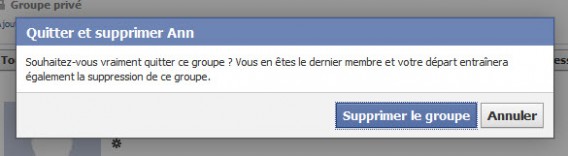 Quitter et supprimer le groupe