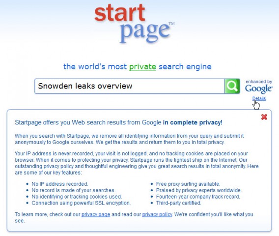Startpage - Alternative à Google