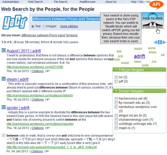 Yacy - résultat de recherche