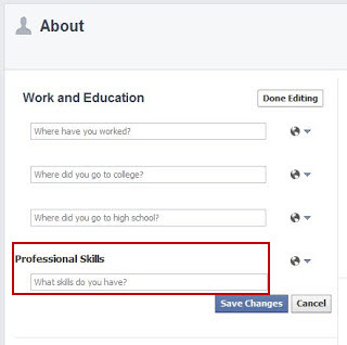 Facebook - compétences professionnelles