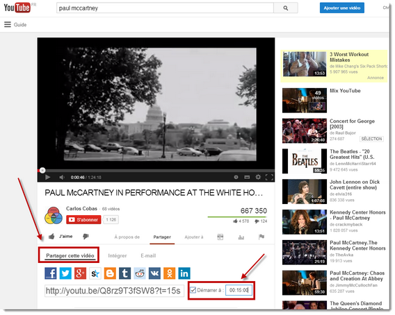 Youtube - Partager une vidéo à partir d'un point précis