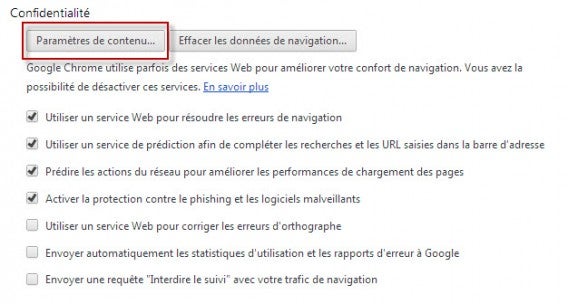 Chrome tuto 4 - Paramères du contenu 1