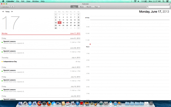 Mavericks OS X Calendrier