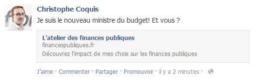 Budget de la France 2014: partager vos résultats sur Facebook