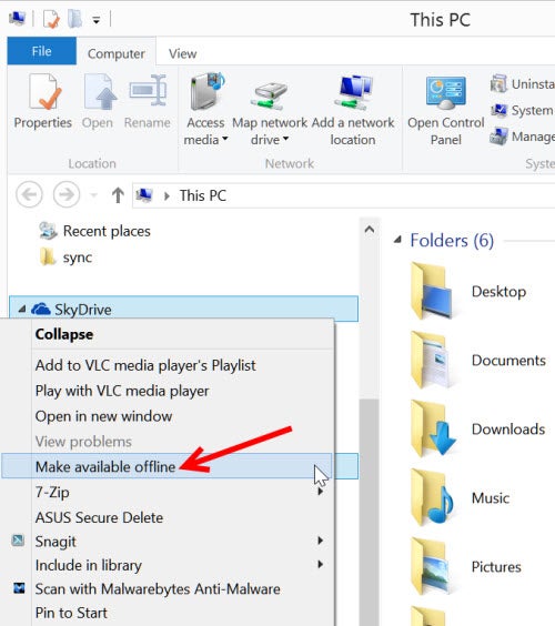 Rendre disponible hors ligne SkyDrive