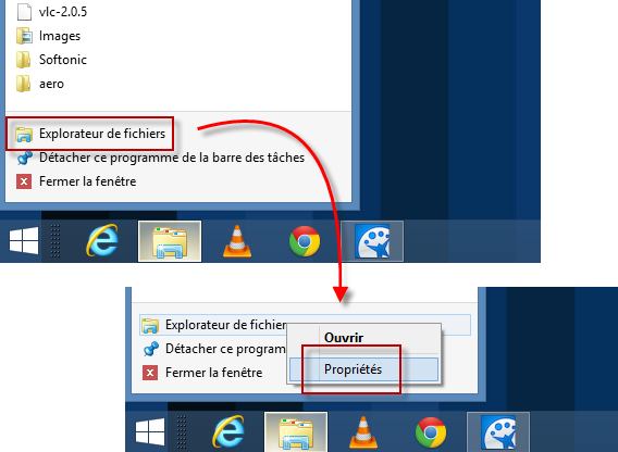 Propriétés de l'Explorateur de fichiers Windows