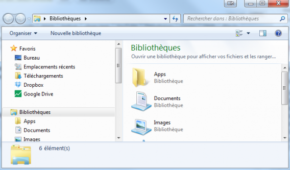Explorateur de fichiers Windows 7