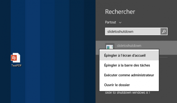 Epingler à l'écran d'accueil SlideToShutdown