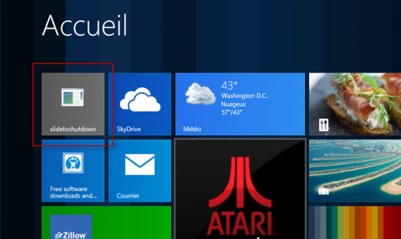 Live tile SlideToShutdown