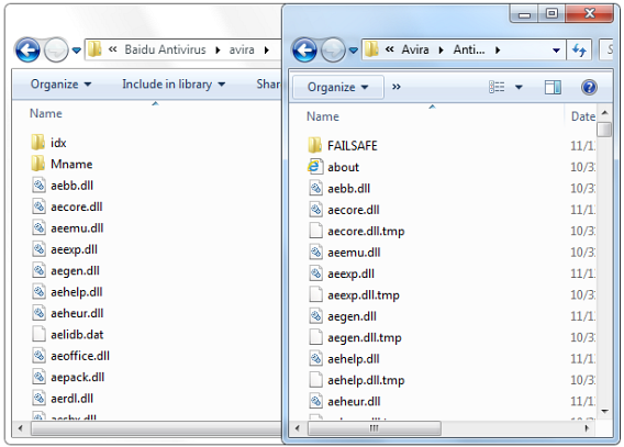 Fichiers de Baidu Antivirus