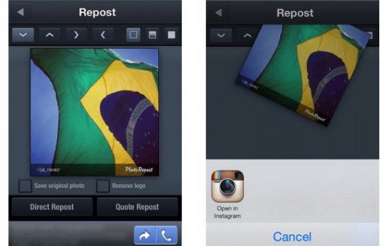 Envoyer à Instagram PhotoRepost