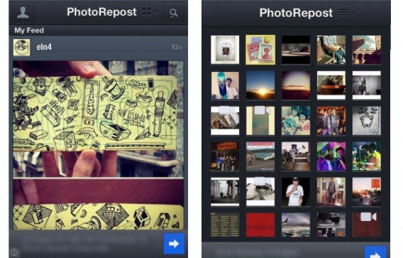 Votre fil d'actualités Instagram dans PhotoRepost