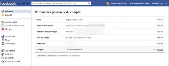 Modifiez la langue princiaple de Facebook