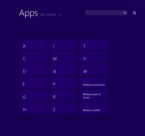 Menu Toutes les applications