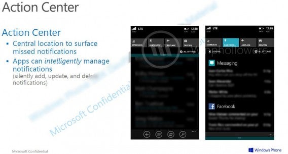 Centre de notifications Windows Phone 8.1
