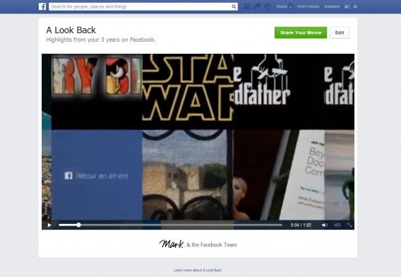 Facebook Look Back video