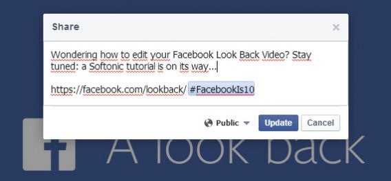 Facebook Look Back message