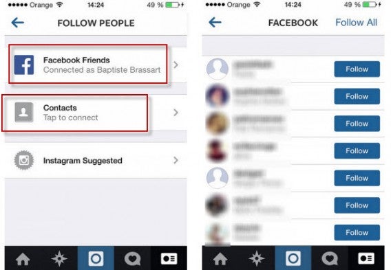 Instaggram Find people to follow