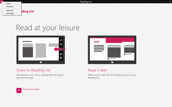 Nouveau menu contextuel applications Metro