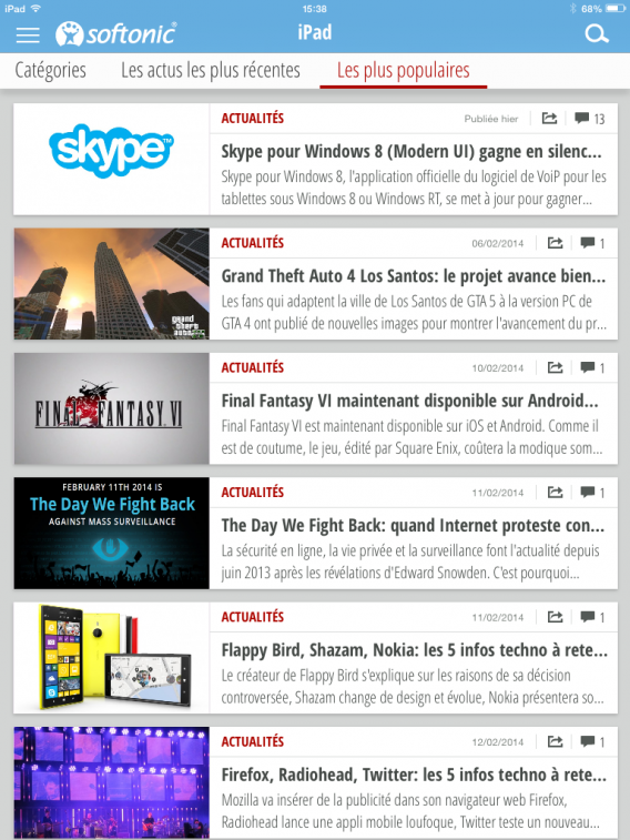 Softonic les actualites les plus populaires
