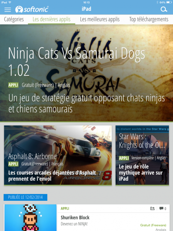 Softonic page ouverture