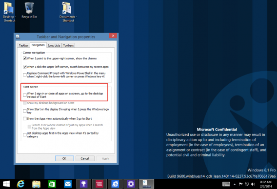 Windows 8.1 Update 1 démarrage depuis le Bureau traditionnel