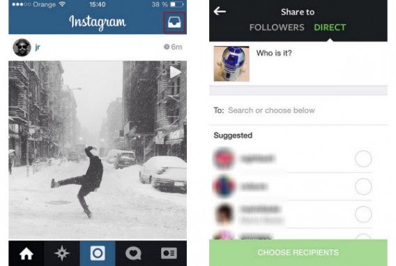 2 manières d'accéder à Instagram Direct