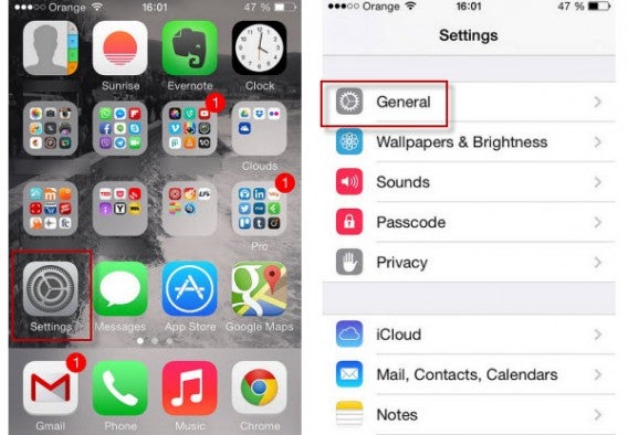 Réglages de l'iPhone