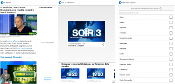 France 3 Régions - interface