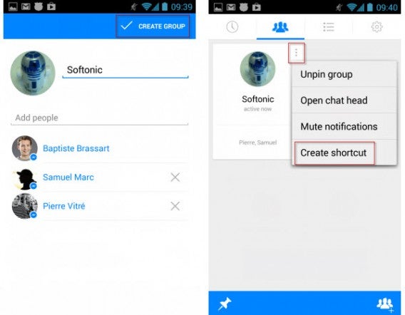 Créer un raccourci Facebook Messenger