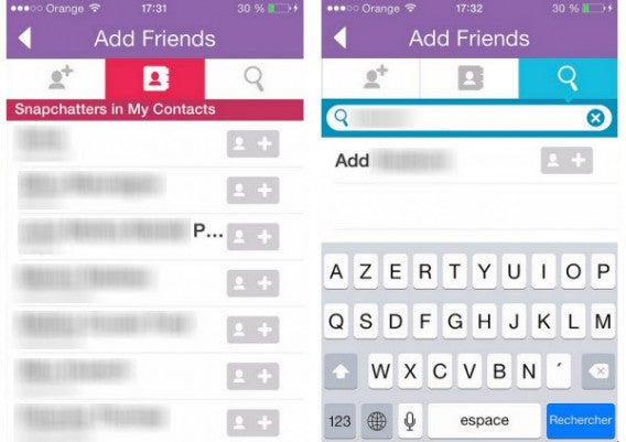 Rechercher des amis sur Snapchat