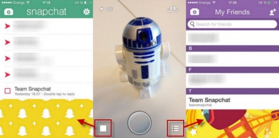 Interface principale Snapchat