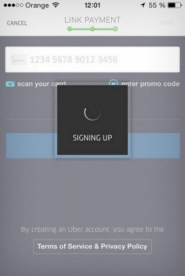 Inscription à Uber