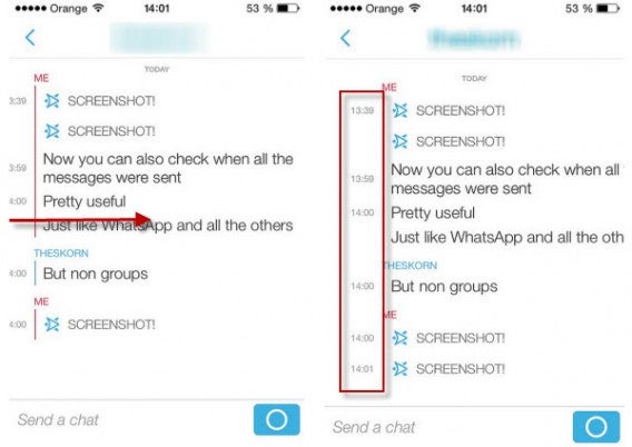 Heure d'envoi des messages Snapchat