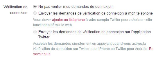 Twitter - vérification de connexion