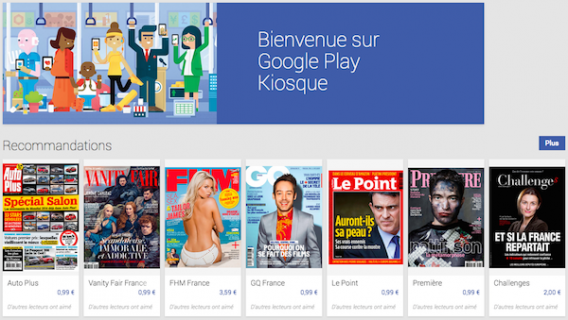 Menu google play kiosque