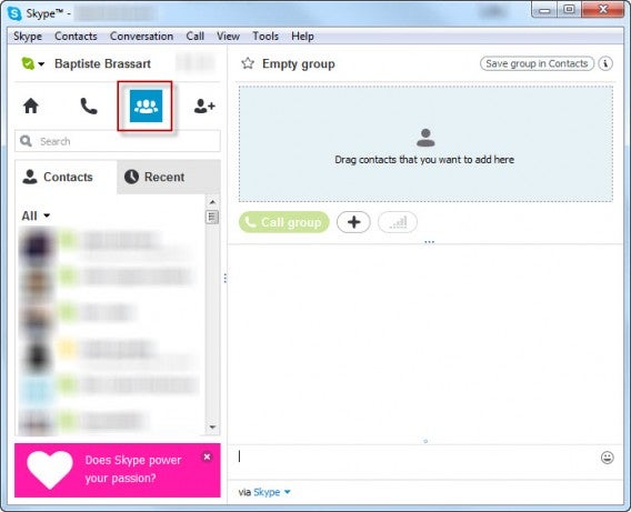 Skype Onglet conversations